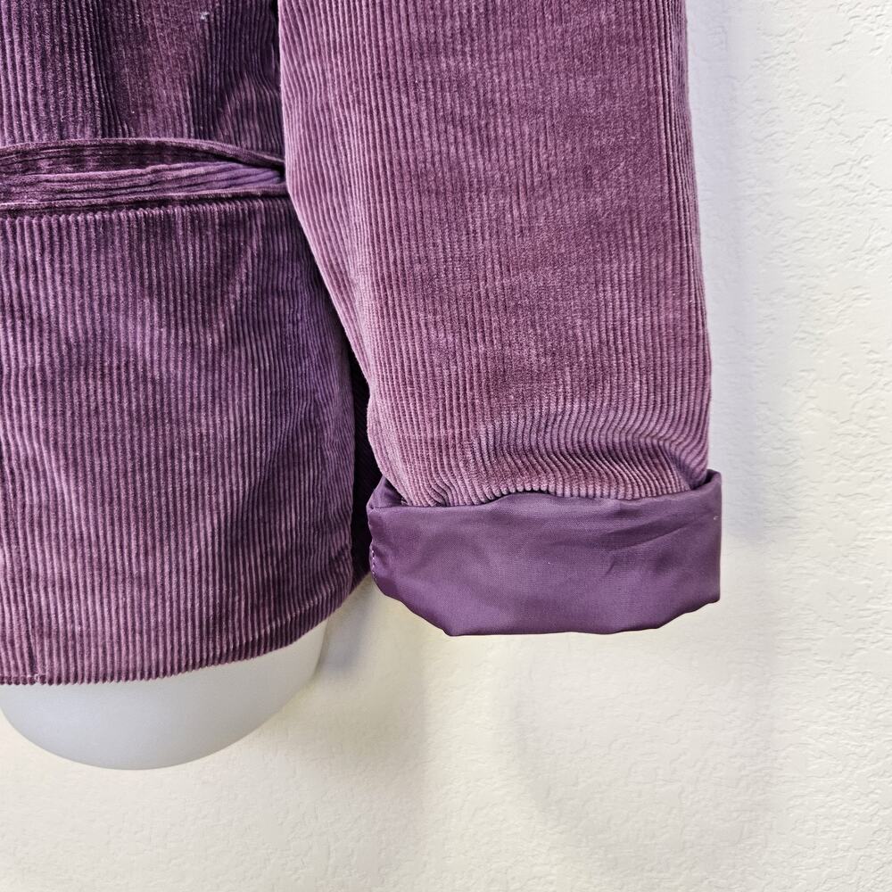 VTG 70s 80s Womens 12 Blazer Corduroy Jacket Japan Leather Button Plum Purple - Picture 6 of 16